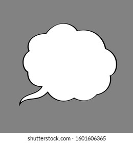 Empty cartoon cloud for writing text. White color. Vector illustration in comic style.