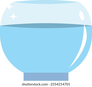 Empty cartoon fishbowl icon. Clipart image isolated on white background, glass aquarium with water cartoonic