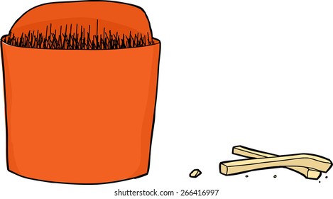 Empty cartoon french fries illustration over white background