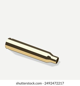 Empty cartridge case with reflection, vector illustration close up