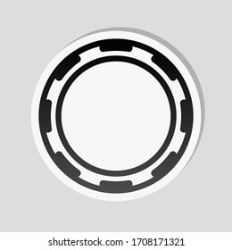 Empty casino or poker chip. Sticker style with white border and simple shadow on gray background