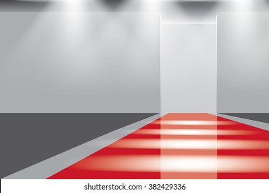 Empty catwalk, fashion runway illuminated vector illustration - Shutterstock ID 382429336