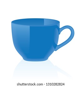 Empty ceramic blue cup for tea or coffee isolated on a white background