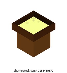 empty ceramic brown flower pot for growing plants. Clay pot in isometric, isolated on white background. Vector illustration