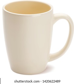Empty ceramic coffee cup isolated on white. Vector 3d illustration