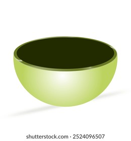 Empty ceramic green bowl isolated on white background. Vector illustration. Soup bowl.