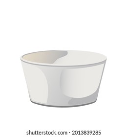 Empty ceramic sauce bowl in flat cartoon style. Vector illustration isolated on white background