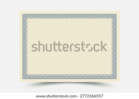 Empty certificate design with border customizable vector template for awards and recognition. Certificate paper design texture.