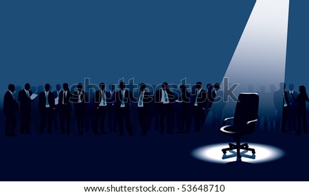 Empty chair and crowd of people with aspirations.