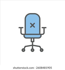 empty chair filled outline icon. fired color line illustration.
