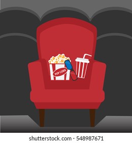 Empty chair inside movie cinema