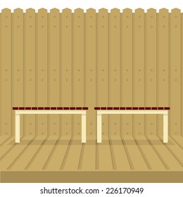 Empty Chairs On Wood Wall And Ground Vector Illustration