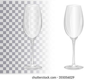 Empty champagne glass. Transparent vector illustration.