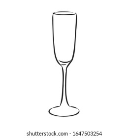leeres Champagnerglas, Vektorillustration-Skizze 