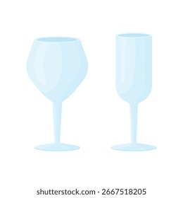 Champanhe vazio e taças de vinho. Conceito do início do feriado. Copos de álcool