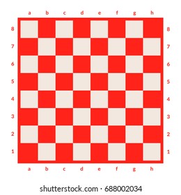 Empty checkerboard or chessboard isolated. Board for chess or checkers game. Strategy game concept illustration. Red checker board vector background.