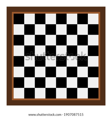 Empty chess board with brown wood edge. Creative vector illustration of chess board set isolated on white.