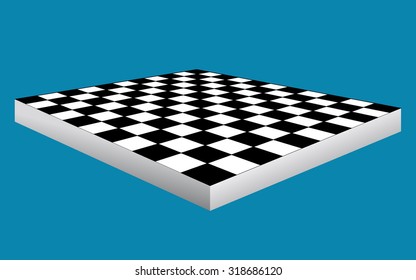 Empty Chess Board,  Perspective View, Vector Illustration.