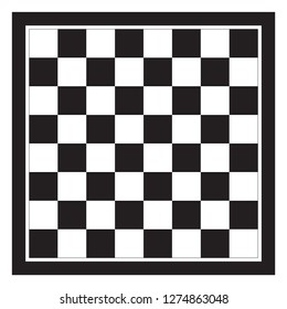 Empty Chess Board Top View Vector Illustration. Chessboard Black And White Tile.