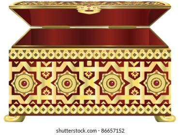 empty chest is isolated on the white background