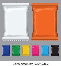 Empty chocolate or cookies packages with different colors for your design. Illustrated vector