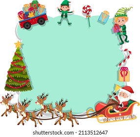 Empty Christmas board with cartoon characters and objects illustration