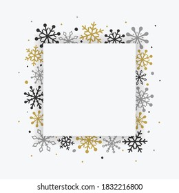 Tarjeta navideña vacía. Concepto de fondo con copos de nieve de Navidad. Vector