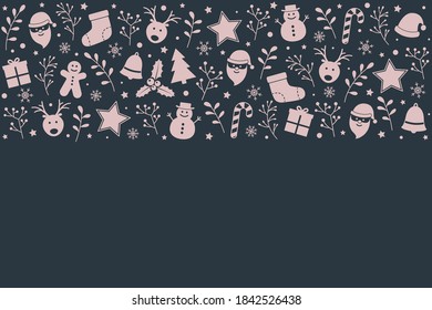 Empty Christmas card. Concept of background with Xmas ornaments. Vector