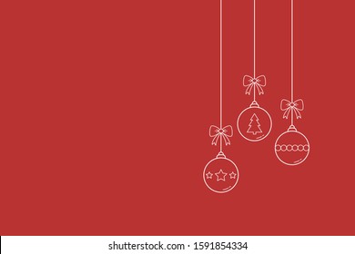 Empty Christmas card with decorative baubles. Festive ornament. Vector