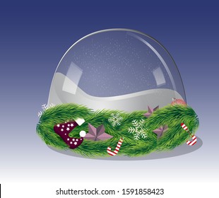 Empty Christmas glass ball with houses