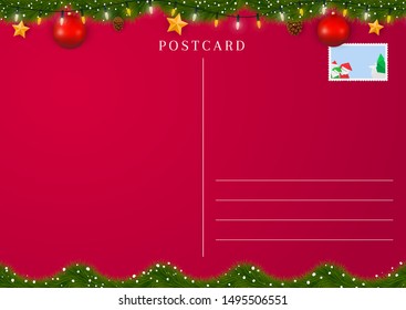 Empty Christmas and New Year postcard template