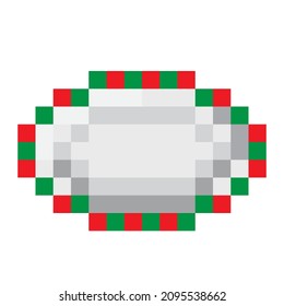 Empty Christmas plate pixel art. Vector illustration.