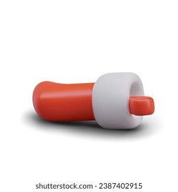 Empty Christmas sock is lying on its side. Red New Year stocking with white edging, isolated vector image. Packaging for festive winter surprise gift. Seasonal sale design template, bonuses symbol