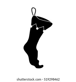 Empty Christmas Sock Silhouette Icon Symbol Design. Vector Christmas illustration isolated on white background. Vector illustration for Christmas, new year, decoration, winter holiday.