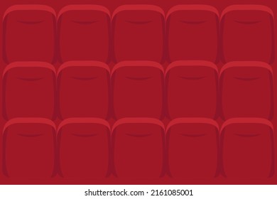 Empty cinema. Chairs for spectators in red. Vector illustration in flat style