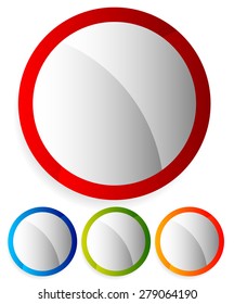Empty circle buttons, badges. Colorful, bright design elements. Vector