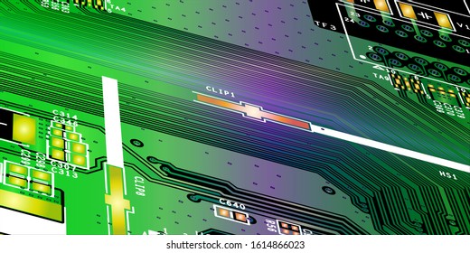 Empty circuit board with Green colour, pcb printed computer technology, background microchip.microchip.