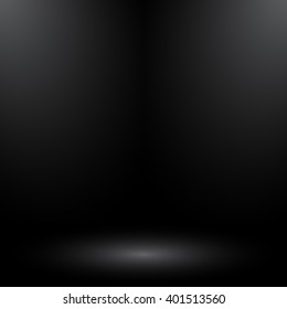 Empty Circular Dark Grey gradient with Black solid vignette lighting Studio wall and background well use as backdrop. Background empty room with space for your text and picture. Vector Illustration