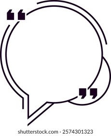 Empty circular speech bubble with quotation marks is waiting to be filled with inspiring quotes, engaging conversations, or insightful thoughts, representing communication and sharing of ideas