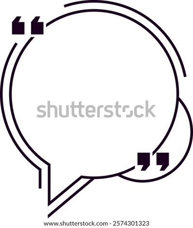 Empty circular speech bubble with quotation marks is waiting to be filled with inspiring quotes, engaging conversations, or insightful thoughts, representing communication and sharing of ideas