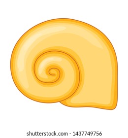 An empty circular striped brown shell of a snail or mollusk vector color drawing or illustration - Vector.