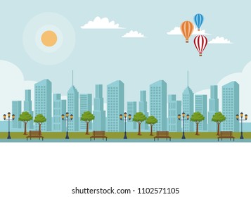Empty city park scenery