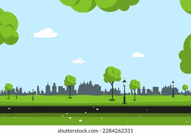 Empty city park vector illustration