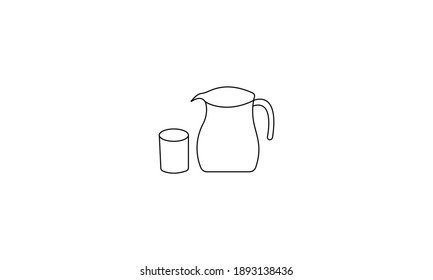 Empty, classic jug with handle and highball drinking glass 3d realistic vector objects isolated on transparent background. Home, restaurant glossy, clear glassware for water and drinks illustration