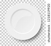 Empty classic white plate isolated on transparent background. View from above. Vector illustration.