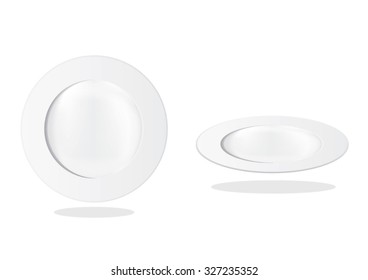 Empty classic white plate isolated on white background