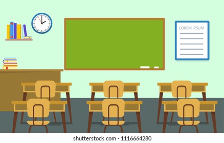 Empty Classroom Background Flat Illustration Empty Stock Vector ...