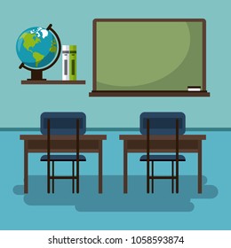 Empty Classroom Cartoon Stock Vector (Royalty Free) 1058593874 ...