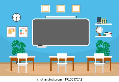 Empty Classroom Education Elementary High School Class Nobody Illustration