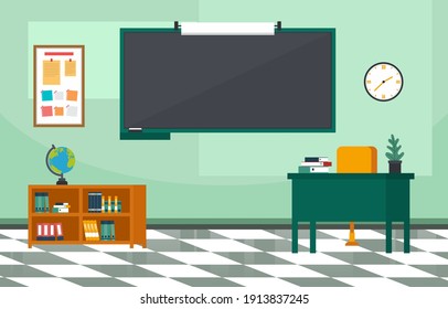 Empty Classroom Education Elementary High School Class Nobody Illustration